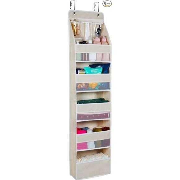 Over Door Hanging Organizer 6 Shelf Storage with Pockets for Closet Pantry - Picture 7 of 7